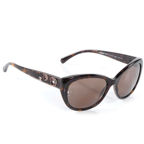 CHANEL Tortoise Shell Camellia Sunglasses 5187